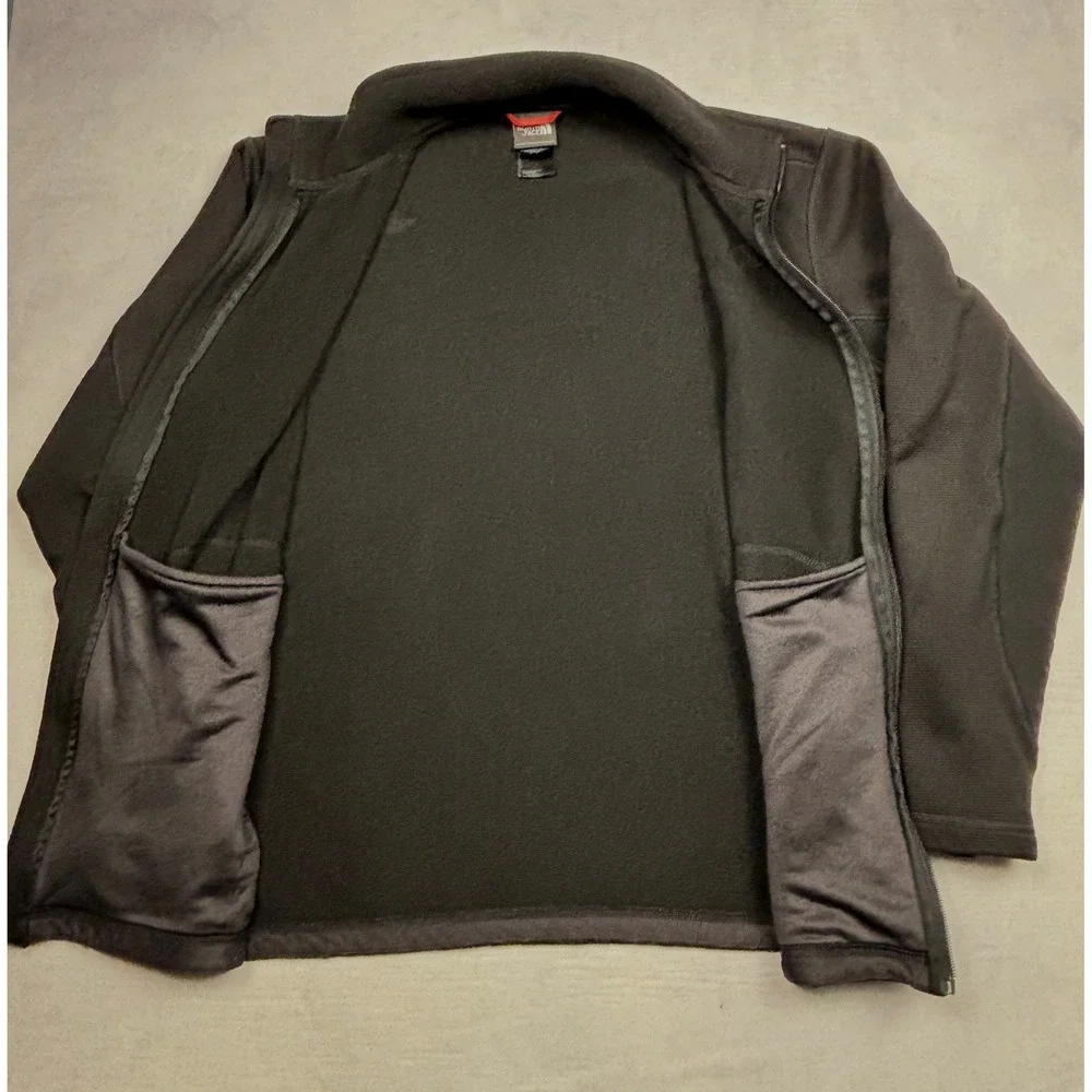The North Face Mens Black Grid Fleece Full Zip Jacket A7RE Large‎ L